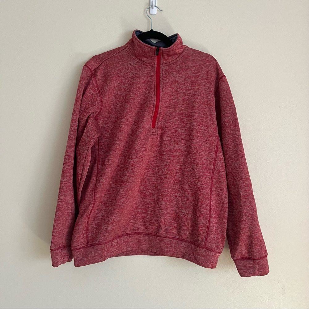 Adidas Men’s Quarter Zip Sweatshirt • Heather Red